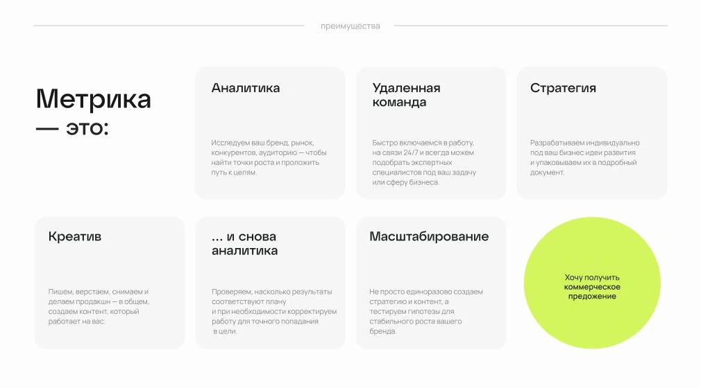 Преимущества / Структура предложения