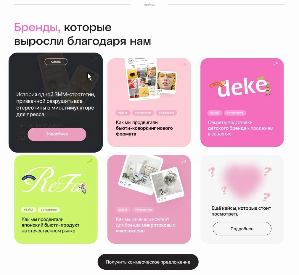 Кейсы / Карточки проектов